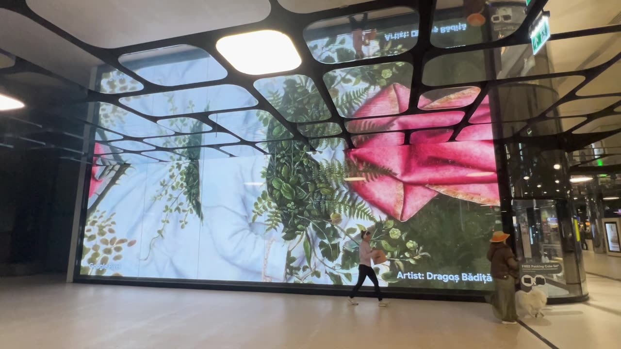 AI-remixed Rijksmuseum artwork on a digital billboard