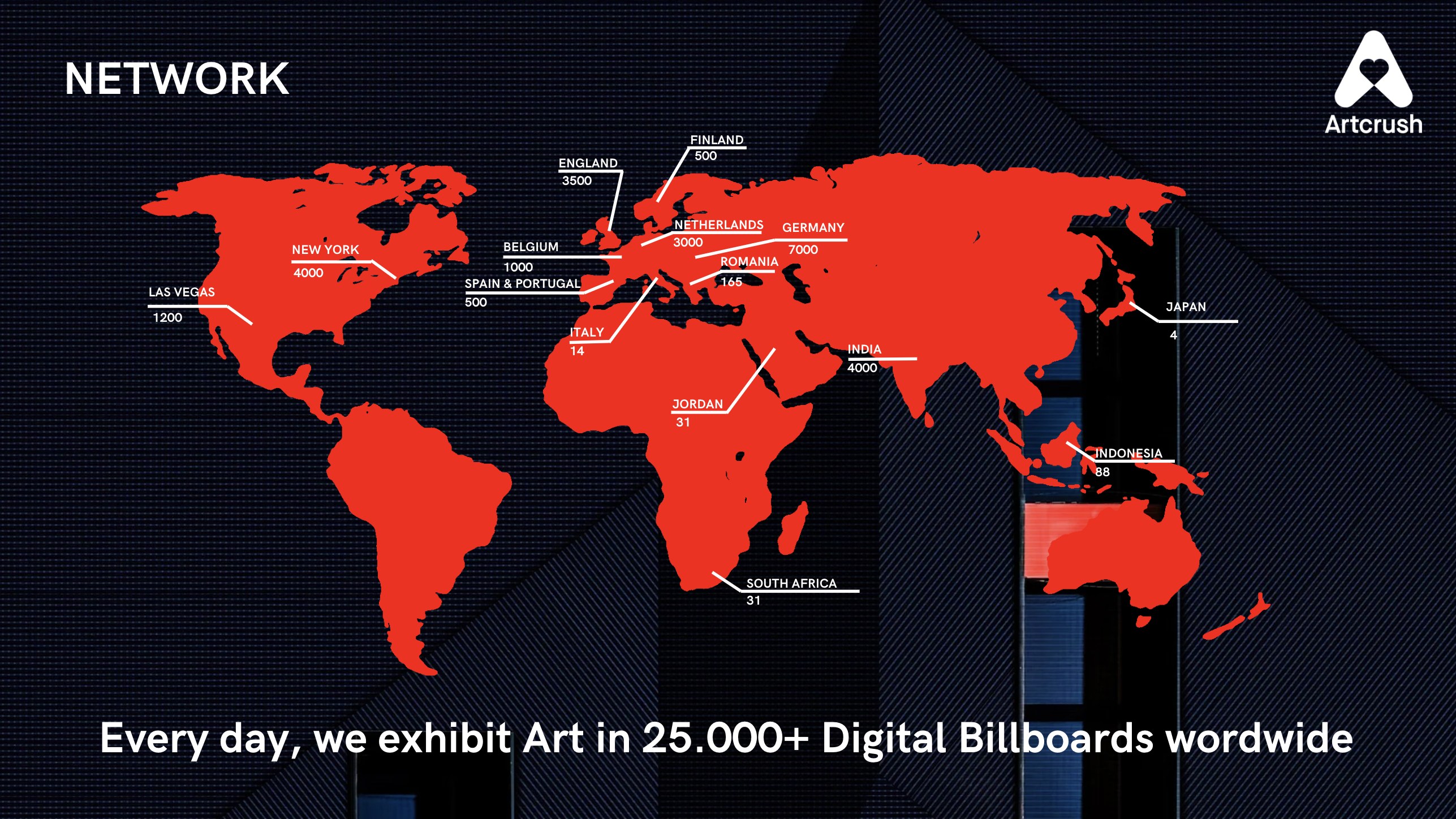 The Artcrush network across 15 countries